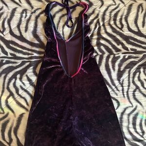 Purple velvet onesie one piece